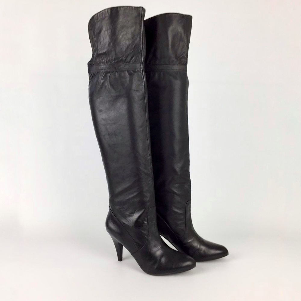 Marc Fisher Cinch Over the Knee Black Leather Boot 8
